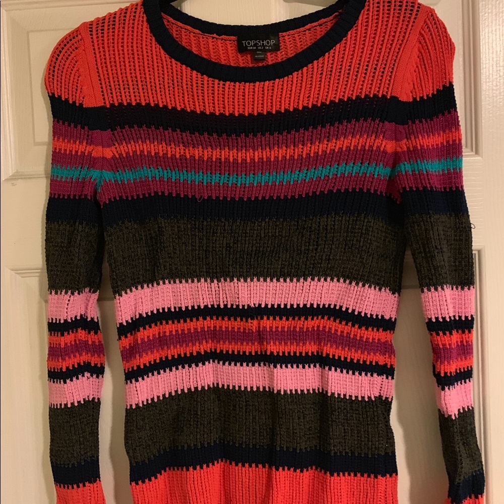 TOPSHOP Long Sleeve Color Block Sweater